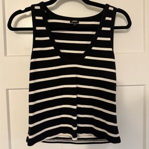 Express Women's Black and White Striped Tank Top